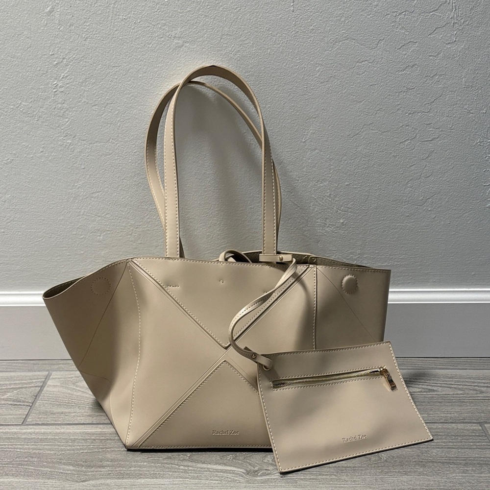 Rachel Zoe Beige Leather Tote with Pouch